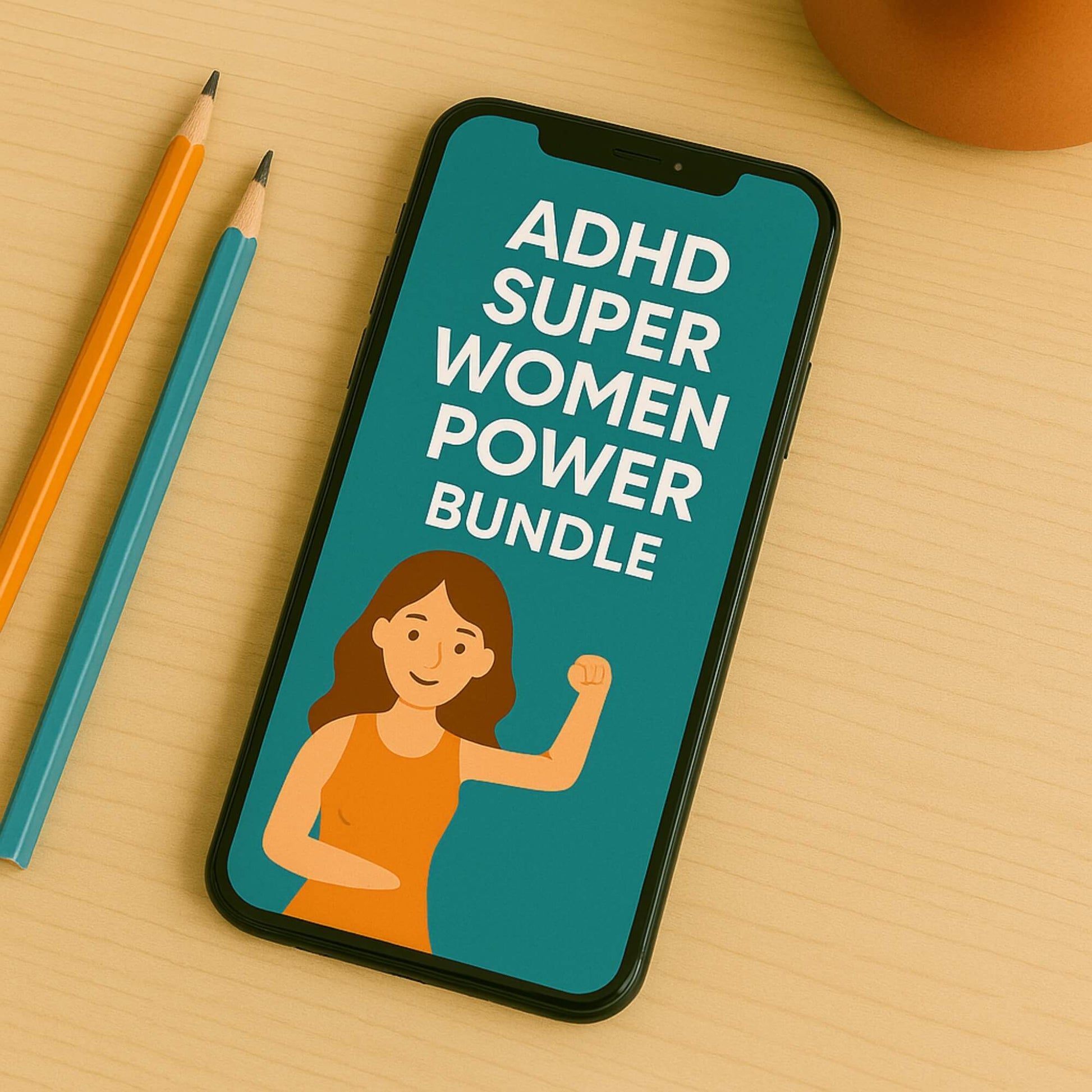 ADHD Super Women Power Bundle mobile view – ADHD planner and productivity template for women.